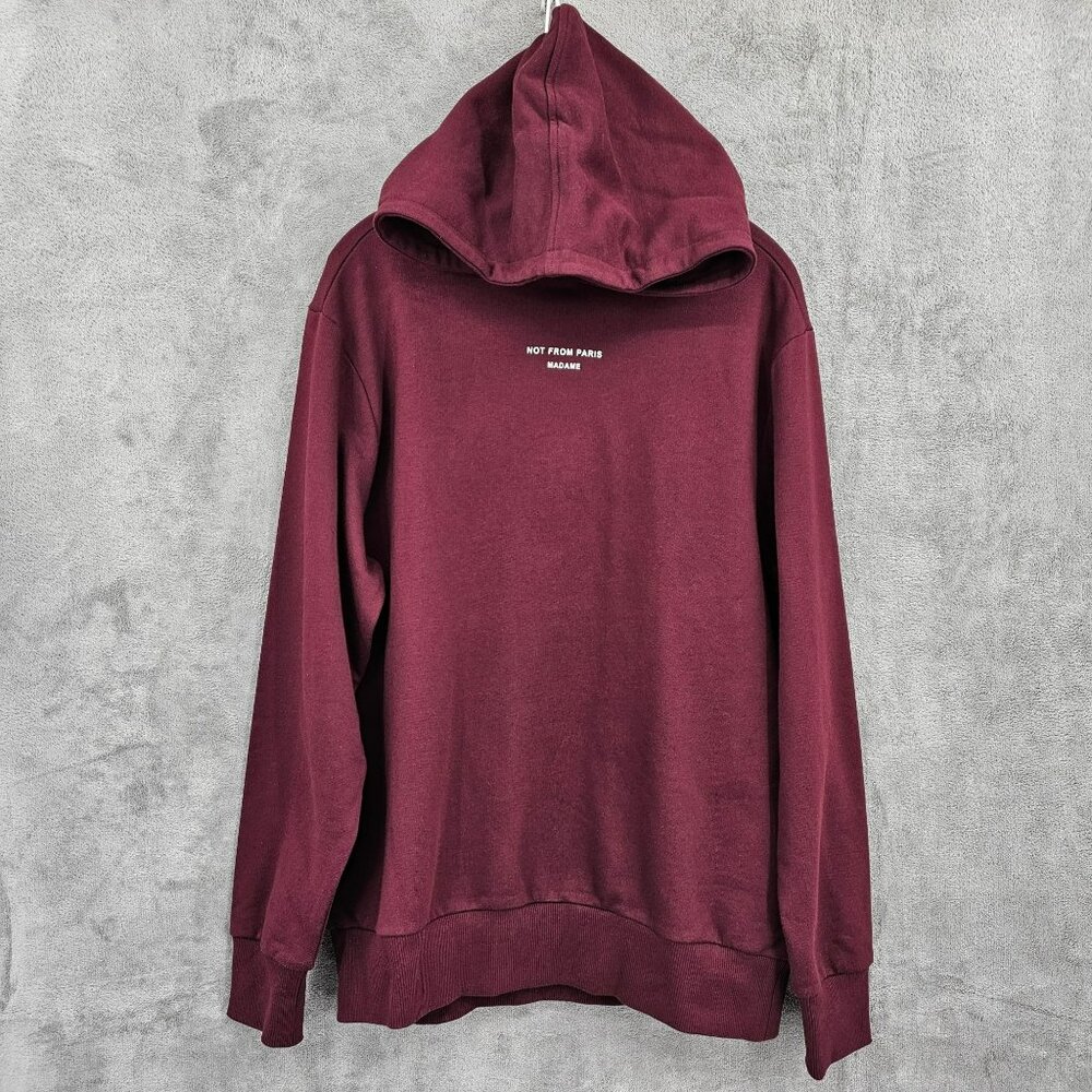 Drole De Monsieur Le Hoodie Slogan M Maroon Red Graphic Heavyweight Designer New